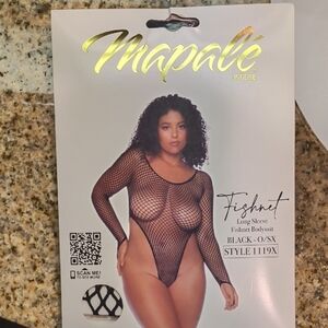 Mapalé Black Long Sleeve Fishnet Bodysuit